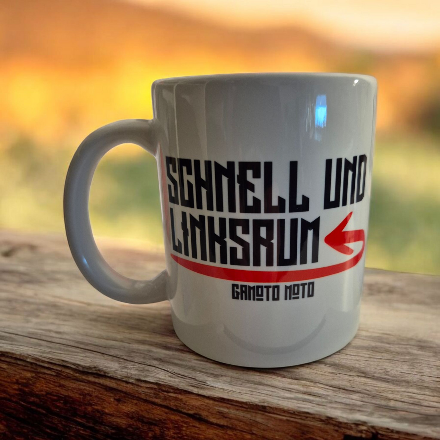 Tasse Gamoto Moto "SCHNELL UND LINKSRUM"