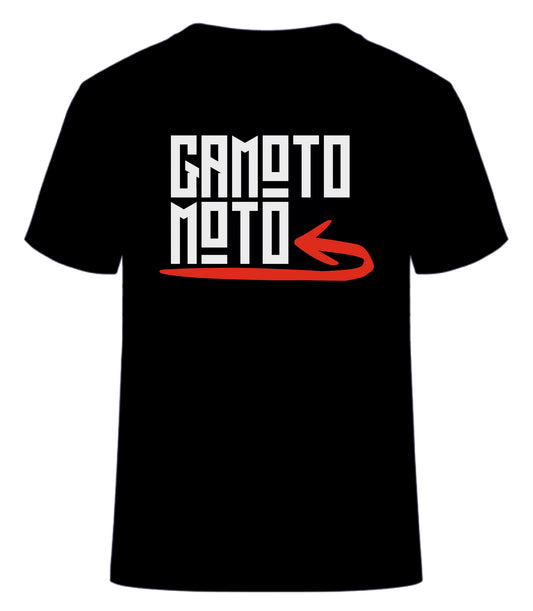 Kurzarm Shirt "Gamoto Moto STR1CT Logo" groß auf der Brust Schwarz